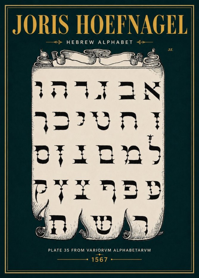 Joris Hoefnagel Hebrew Alphabet No4 - Affiche