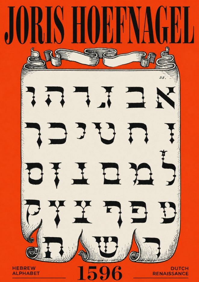 Joris Hoefnagel Hebrew Alphabet No6 - Affiche