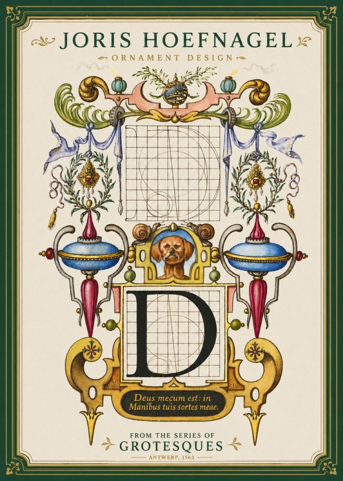 Joris Hoefnagel Illuminated Initial 'D' No4 - Affiche