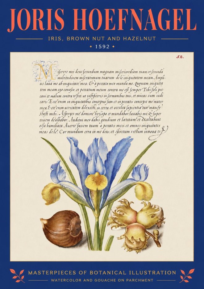 Joris Hoefnagel Iris, Brown Nut and Hazelnut No4 - Affiche