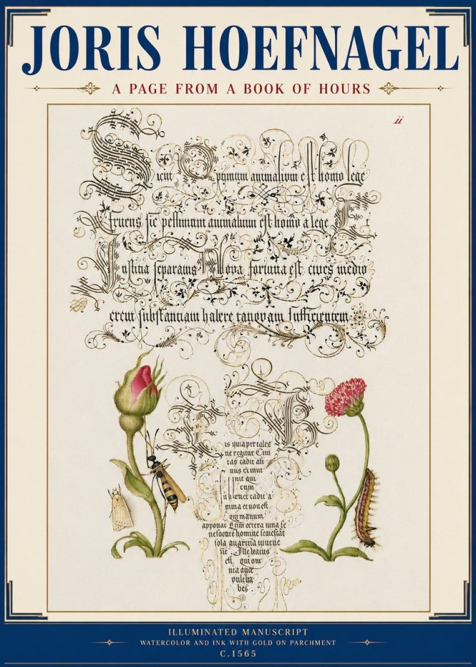 Joris Hoefnagel A Page from a Book of Hours No3 - Affiche