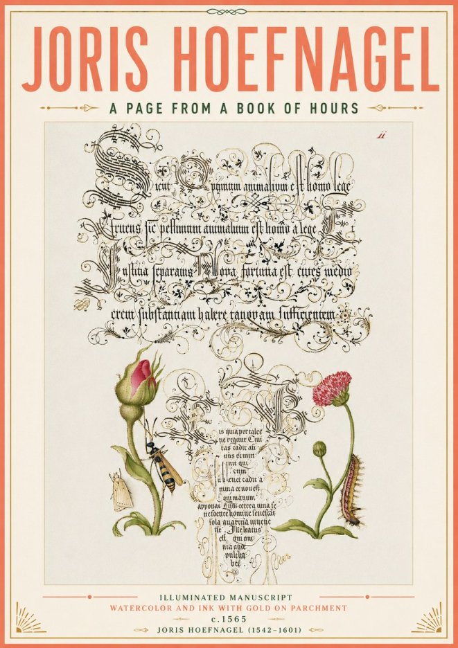 Joris Hoefnagel A Page from a Book of Hours No4 - Affiche