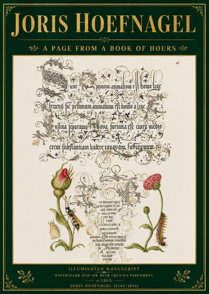 Joris Hoefnagel A Page from a Book of Hours No5 - Affiche