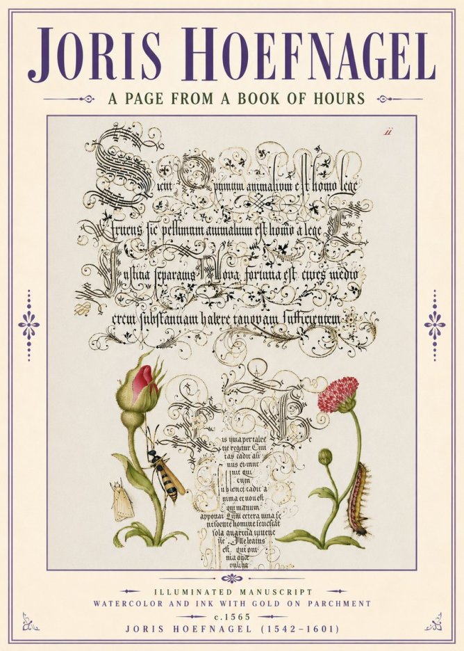 Joris Hoefnagel A Page from a Book of Hours No6 - Affiche