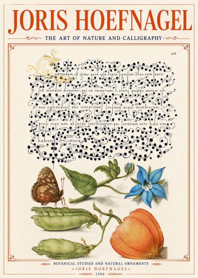 Joris Hoefnagel Study of Plants and Butterfly No6 - Affiche