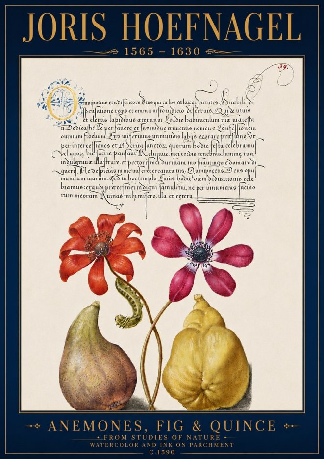Joris Hoefnagel Flowers and Fruits No5 - Affiche