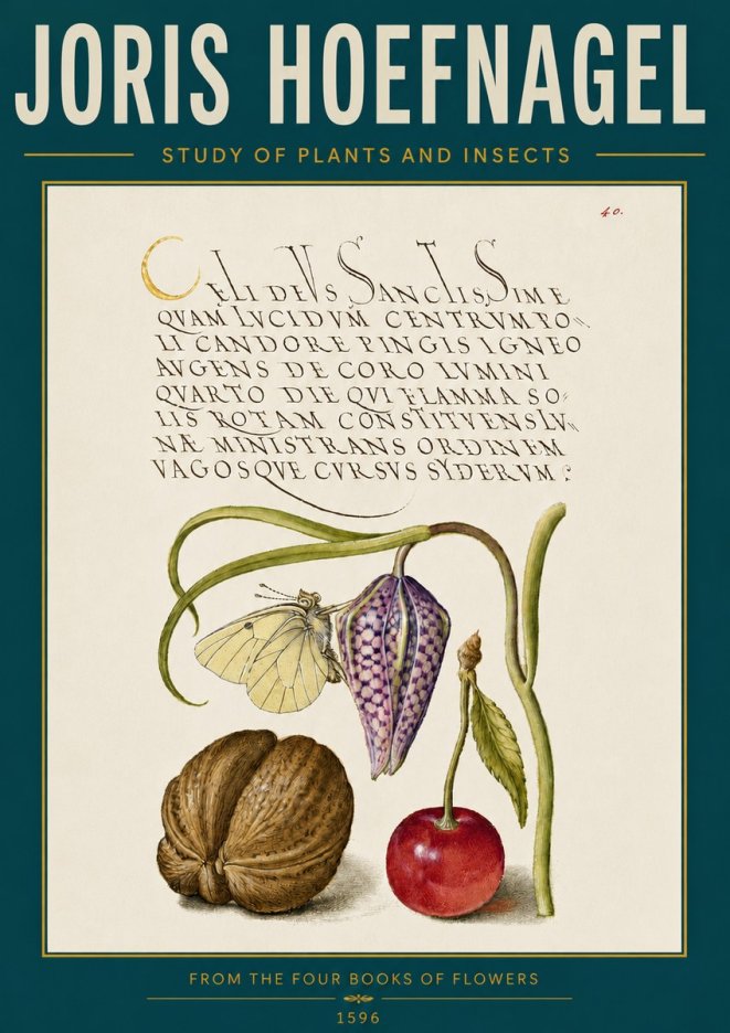 Joris Hoefnagel Study of Plants and Insects No6 - Affiche