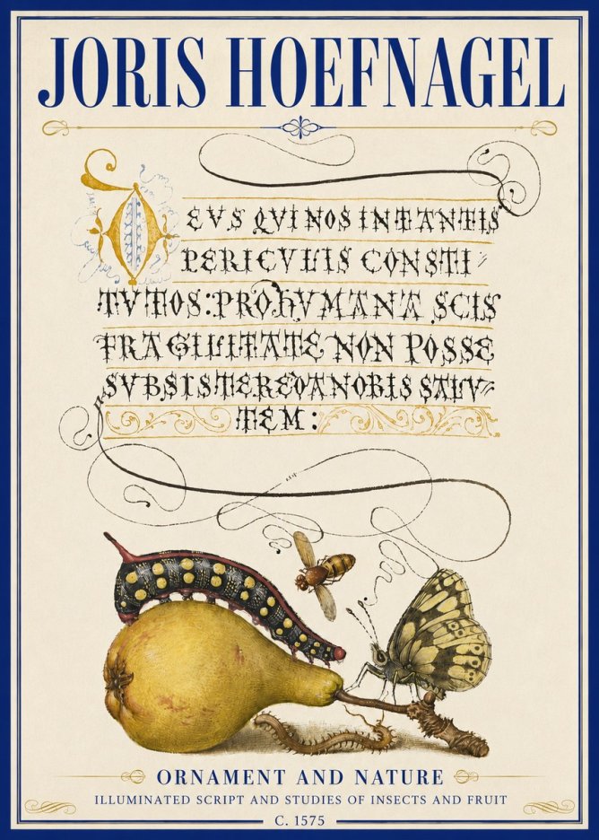 Joris Hoefnagel Ornament and Nature - Illuminated Script and Studies of Insects and Fruit No5 - Affiche