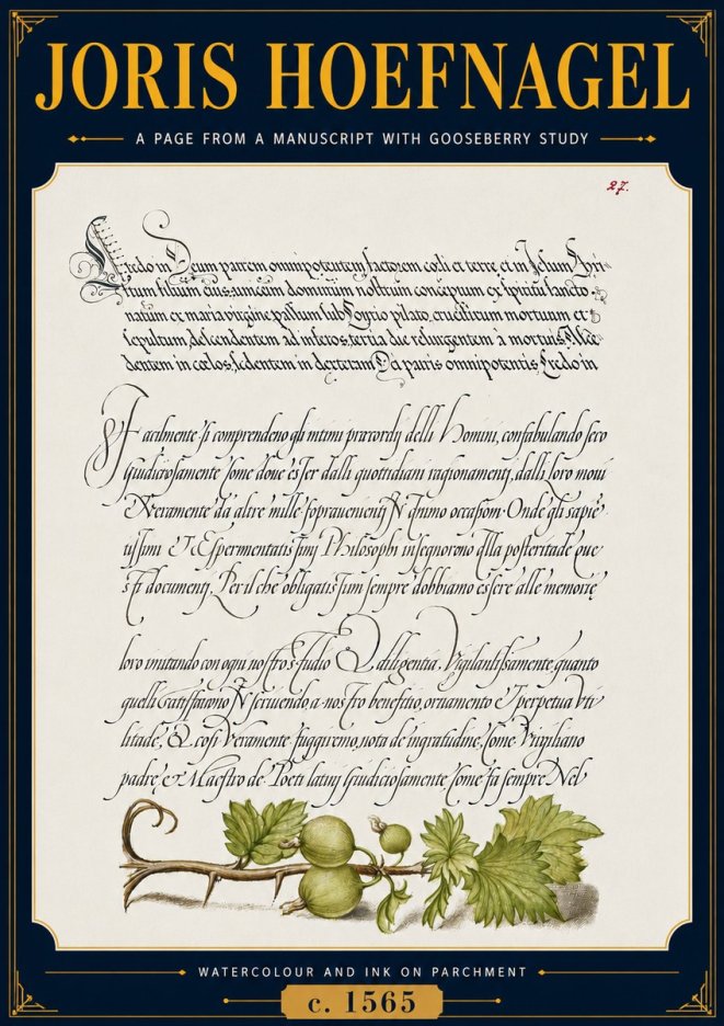Joris Hoefnagel A Page from a Manuscript with Gooseberry Study No5 - Affiche