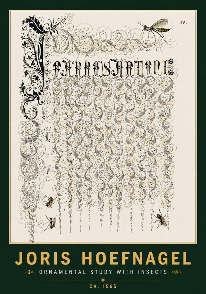 Joris Hoefnagel Ornamental Study with Insects No4 - Affiche