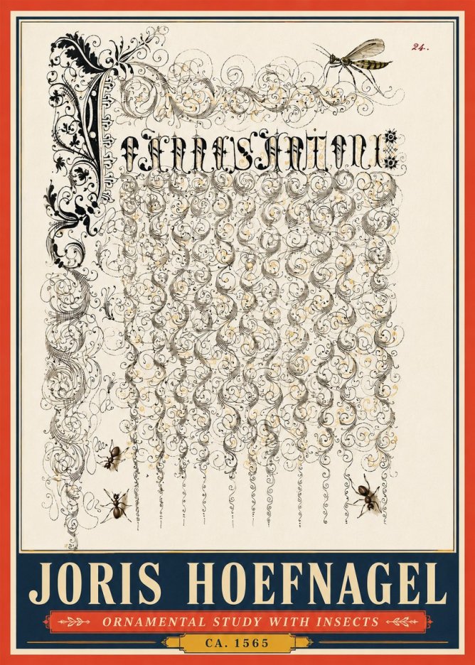Joris Hoefnagel Ornamental Study with Insects No5 - Affiche