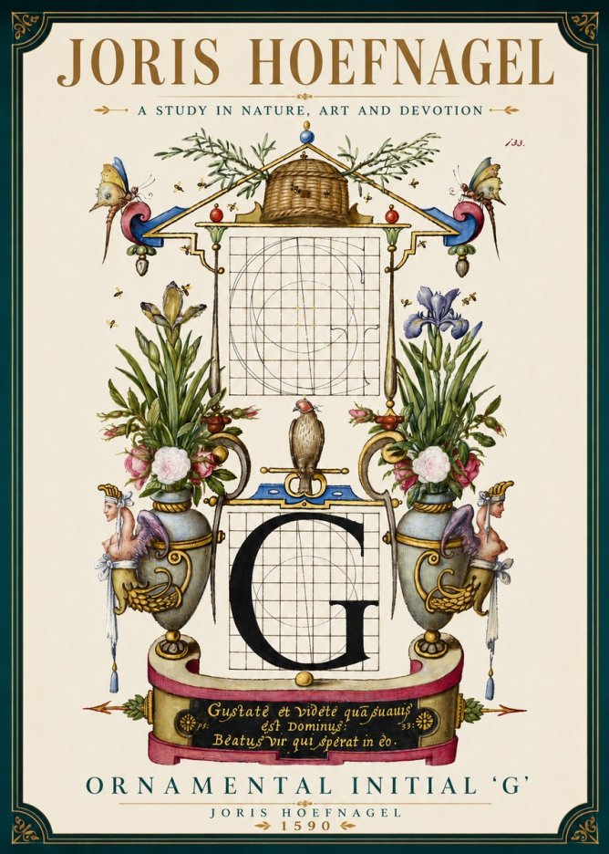 Joris Hoefnagel Ornamental Initial 'G' No5 - Affiche