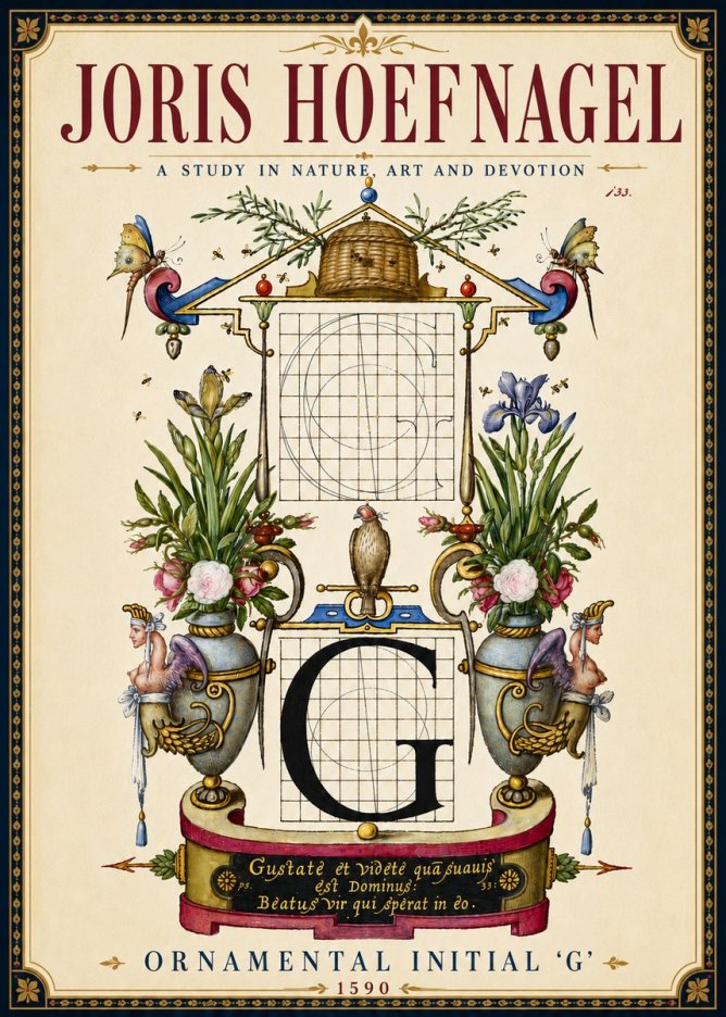 Joris Hoefnagel Ornamental Initial 'G' No6 - Affiche