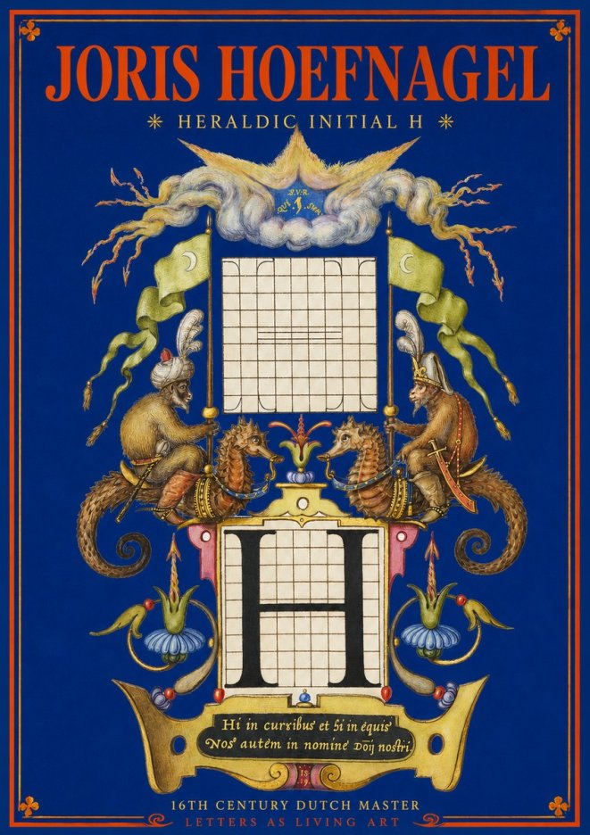 Joris Hoefnagel Heraldic Initial H No2 - Affiche