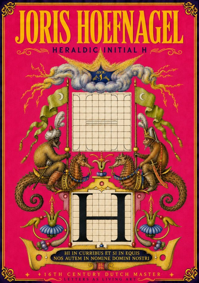 Joris Hoefnagel Heraldic Initial H No6 - Affiche