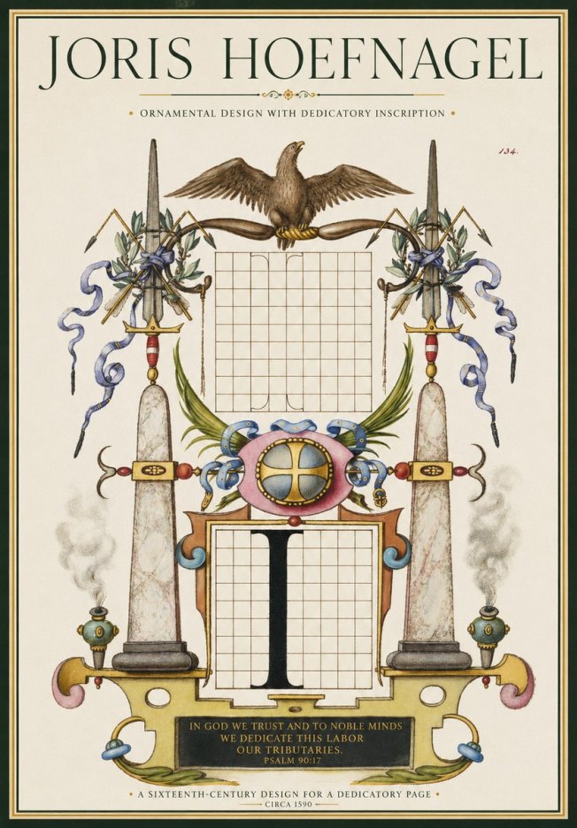 Joris Hoefnagel Ornamental Design with Dedicatory Inscription No1 - Affiche