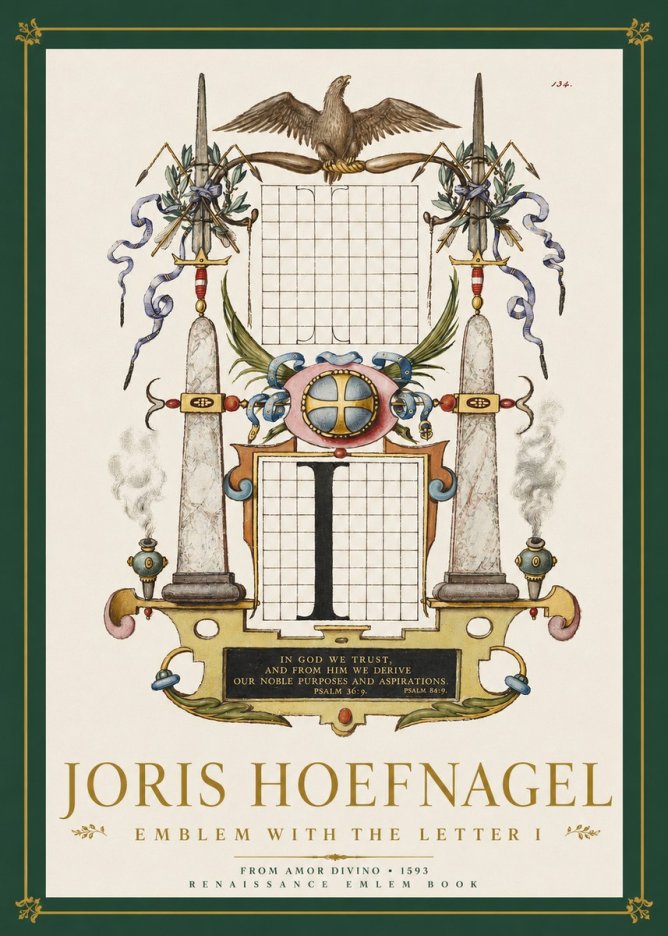 Joris Hoefnagel Ornamental Design with Dedicatory Inscription No4 - Affiche