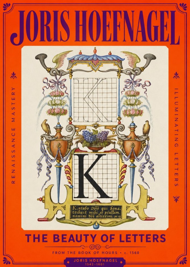 Joris Hoefnagel Illuminated Initial "K" from the Book of Hours No2 - Affiche