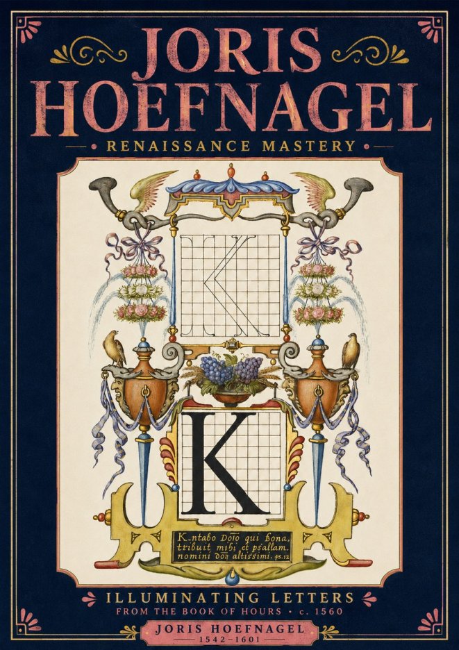 Joris Hoefnagel Illuminated Initial "K" from the Book of Hours No4 - Affiche