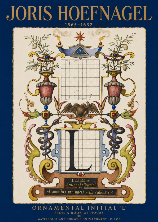 Joris Hoefnagel Ornamental Initial 'L' No2 - Affiche
