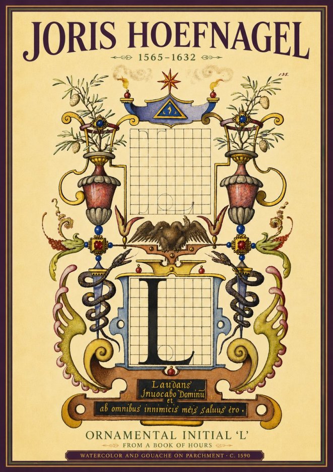 Joris Hoefnagel Ornamental Initial 'L' No4 - Affiche