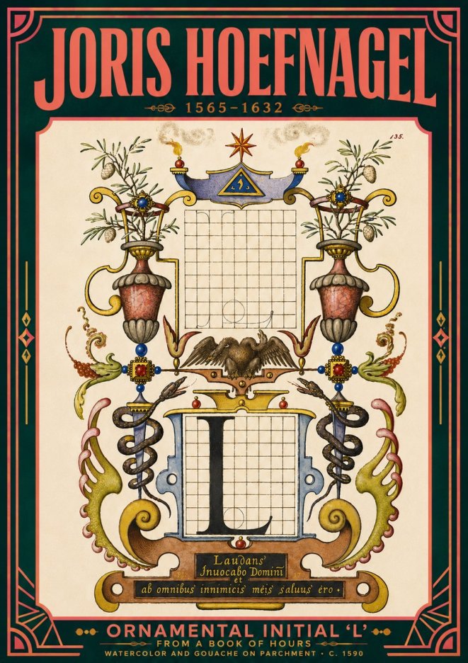 Joris Hoefnagel Ornamental Initial 'L' No5 - Affiche