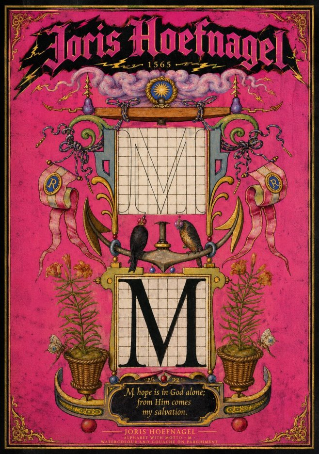 Joris Hoefnagel Alphabet with Motto • M • No2 - Affiche