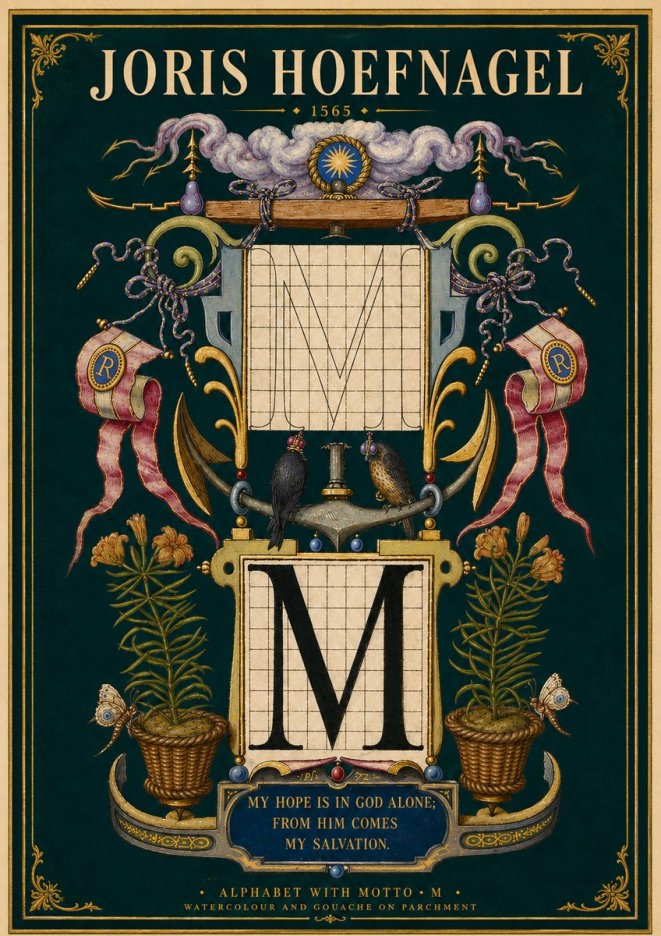 Joris Hoefnagel Alphabet with Motto • M • No4 - Affiche
