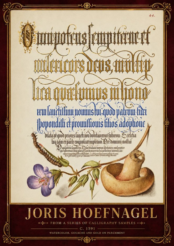 Joris Hoefnagel From a Series of Calligraphy Samples No6 - Affiche