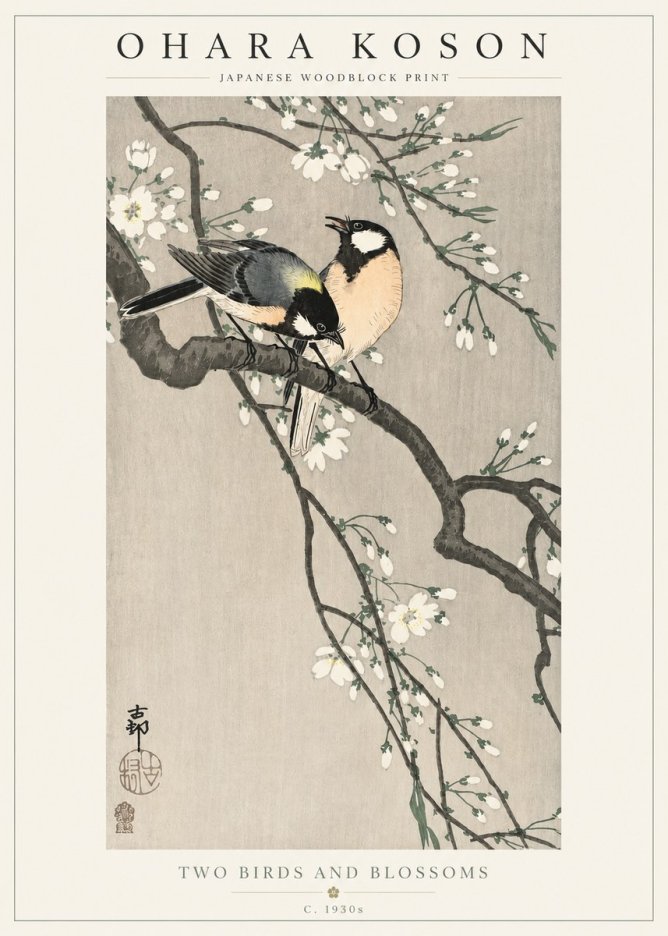 Ohara Koson Two Birds and Blossoms I No2 - Affiche