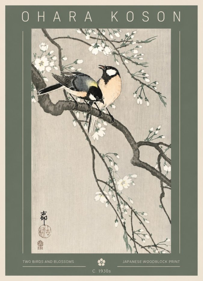 Ohara Koson Two Birds and Blossoms I No3 - Affiche