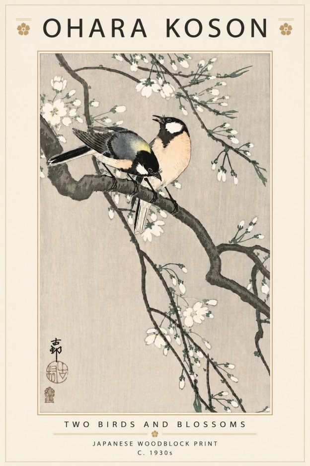 Ohara Koson Two Birds and Blossoms I No5 - Affiche