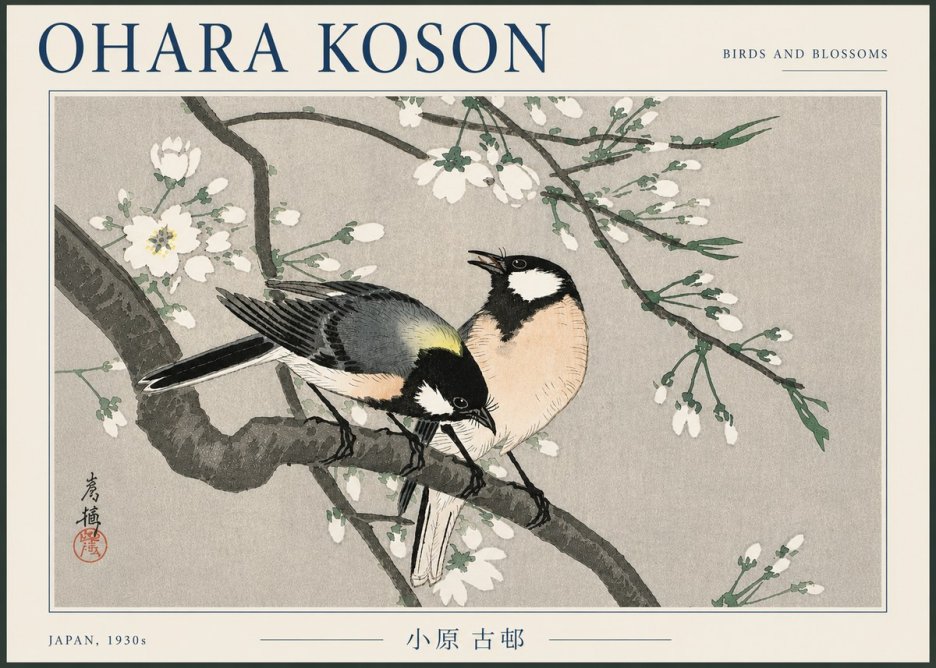 Ohara Koson Birds and Blossoms No5 - Affiche