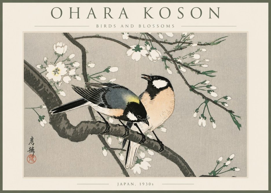 Ohara Koson Birds and Blossoms No6 - Affiche