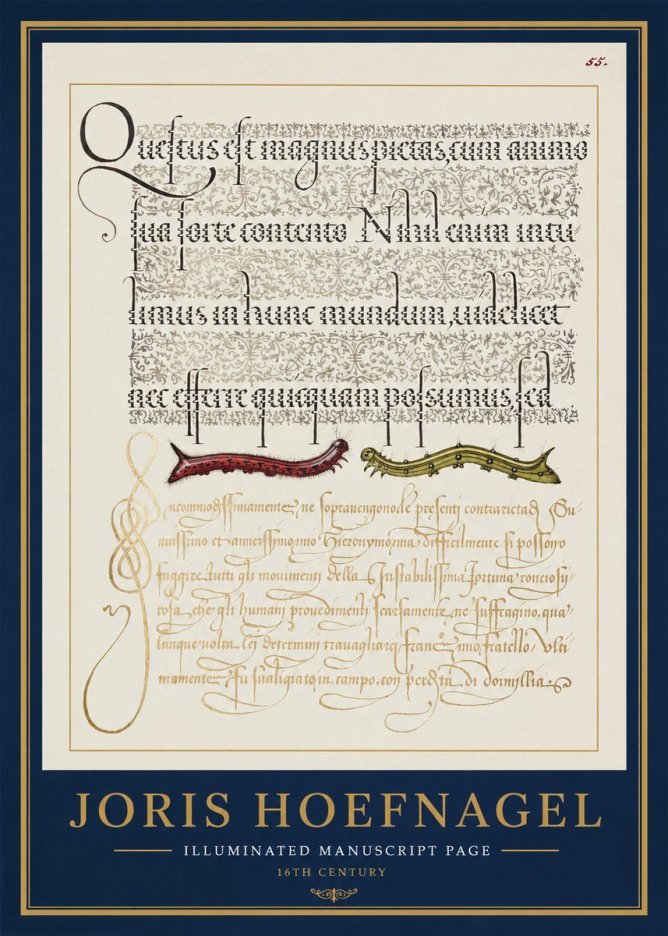 Joris Hoefnagel Illuminated Manuscript Page I No1 - Affiche