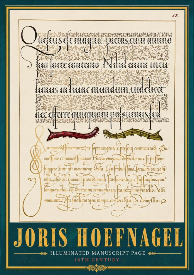 Joris Hoefnagel Illuminated Manuscript Page I No4 - Affiche