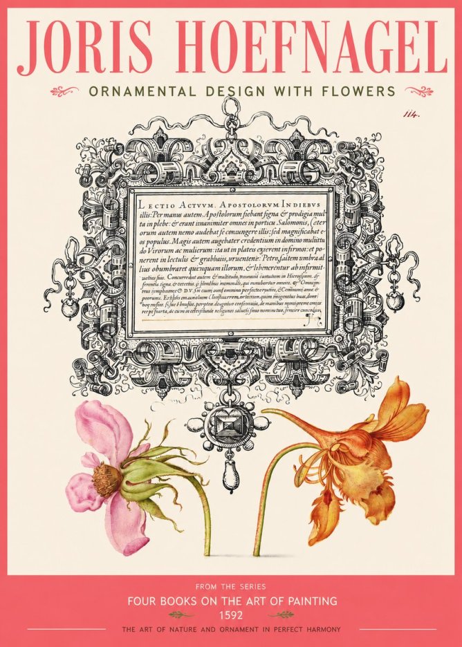 Joris Hoefnagel Ornament and Botanical Study No3 - Affiche