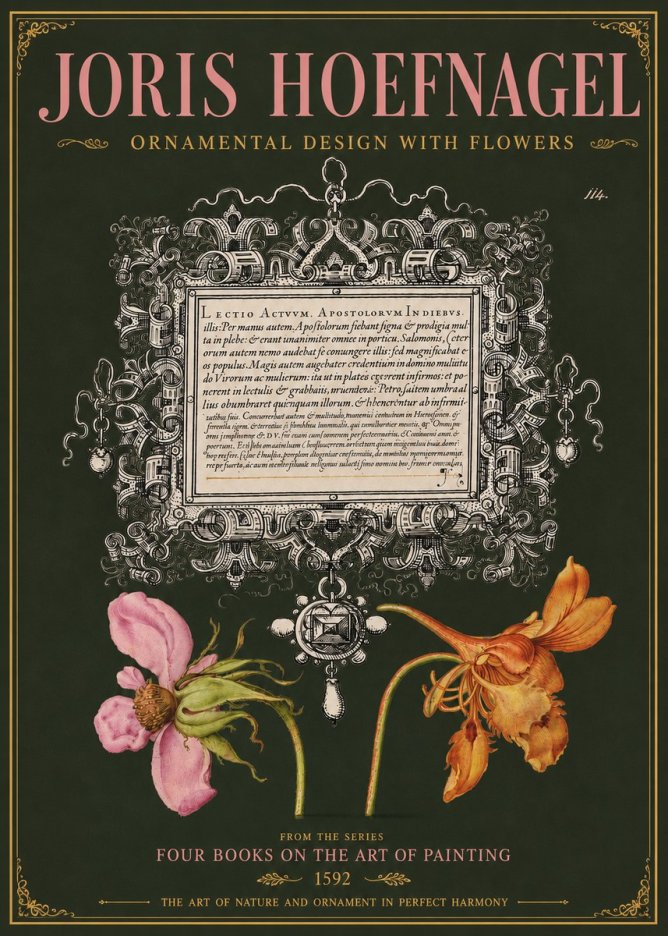 Joris Hoefnagel Ornament and Botanical Study No5 - Affiche