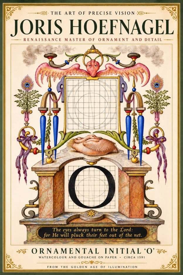 Joris Hoefnagel Ornamental Initial 'O' No5 - Affiche