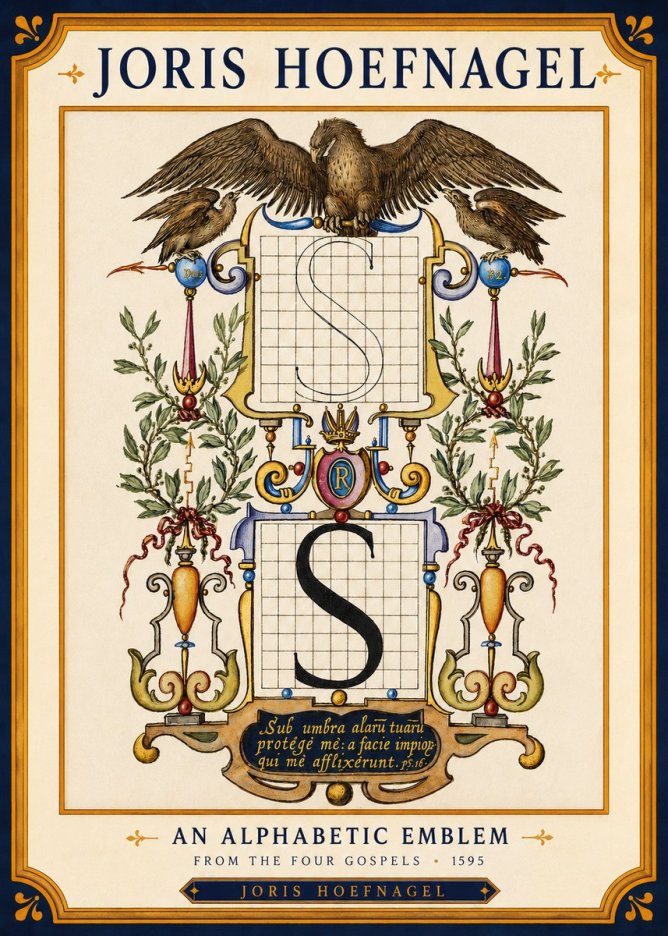 Joris Hoefnagel An Alphabetic Emblem from the Four Gospels No4 - Affiche