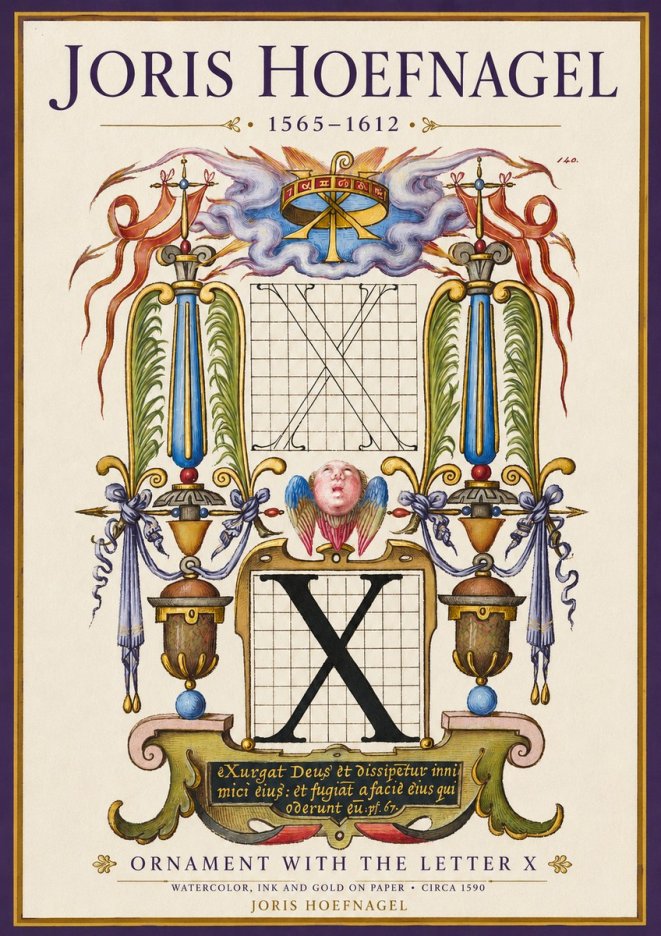 Joris Hoefnagel Ornament with the Letter X No3 - Affiche