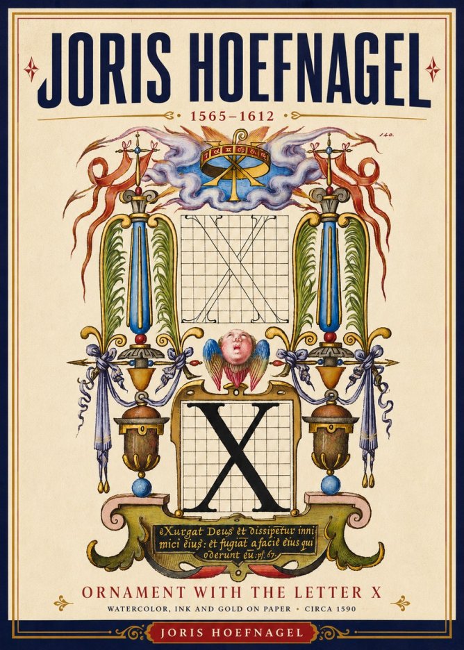 Joris Hoefnagel Ornament with the Letter X No4 - Affiche