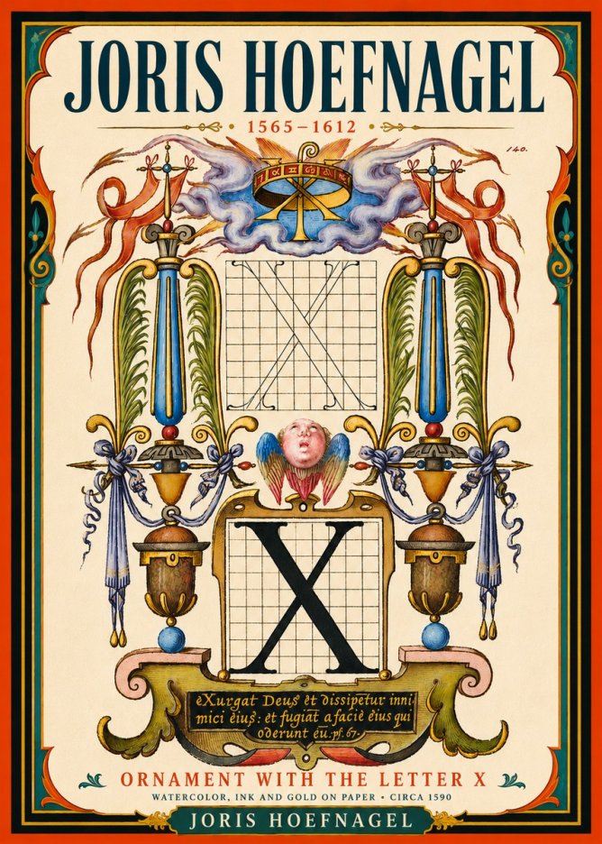 Joris Hoefnagel Ornament with the Letter X No5 - Affiche