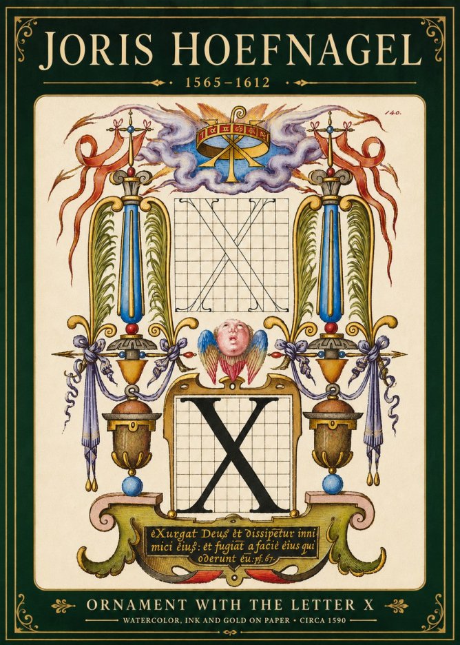 Joris Hoefnagel Ornament with the Letter X No6 - Affiche