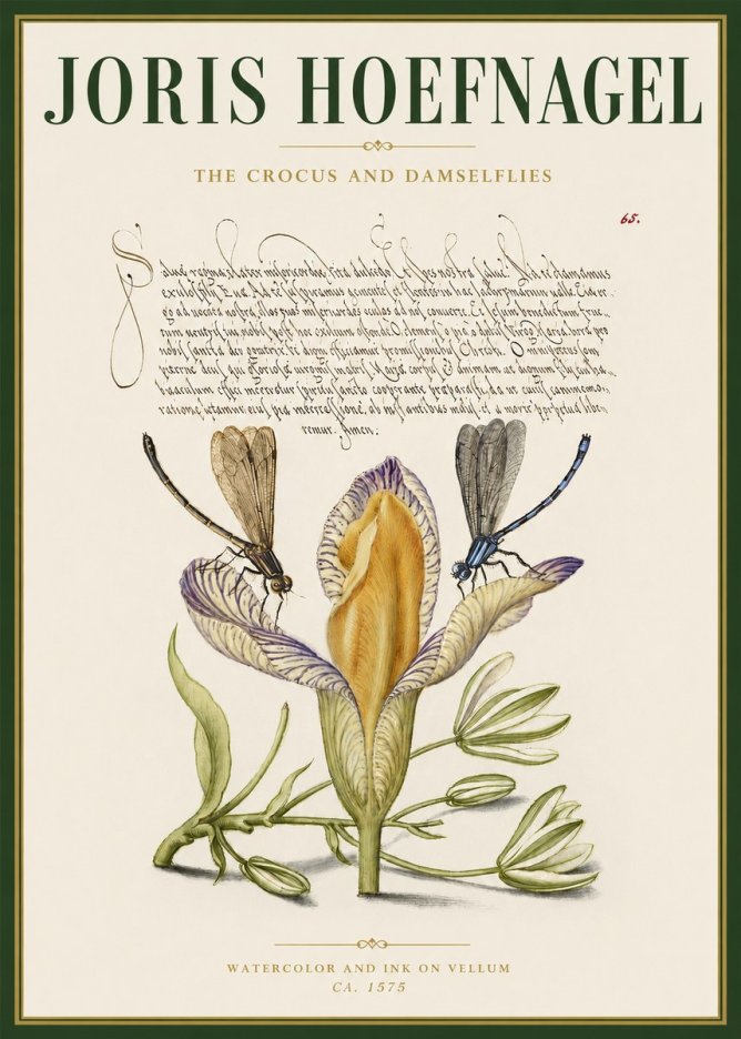 Joris Hoefnagel The Crocus and Damselflies No3 - Affiche