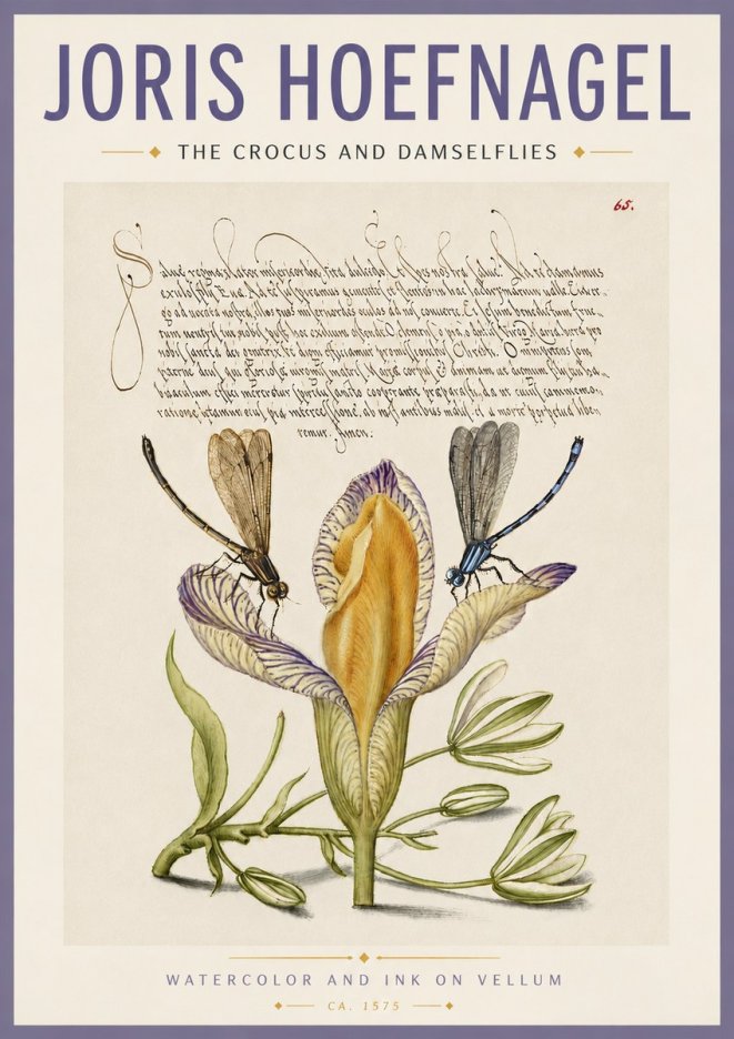 Joris Hoefnagel The Crocus and Damselflies No4 - Affiche