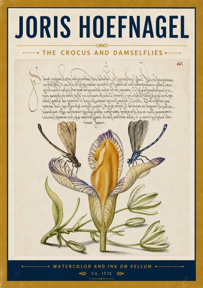 Joris Hoefnagel The Crocus and Damselflies No5 - Affiche