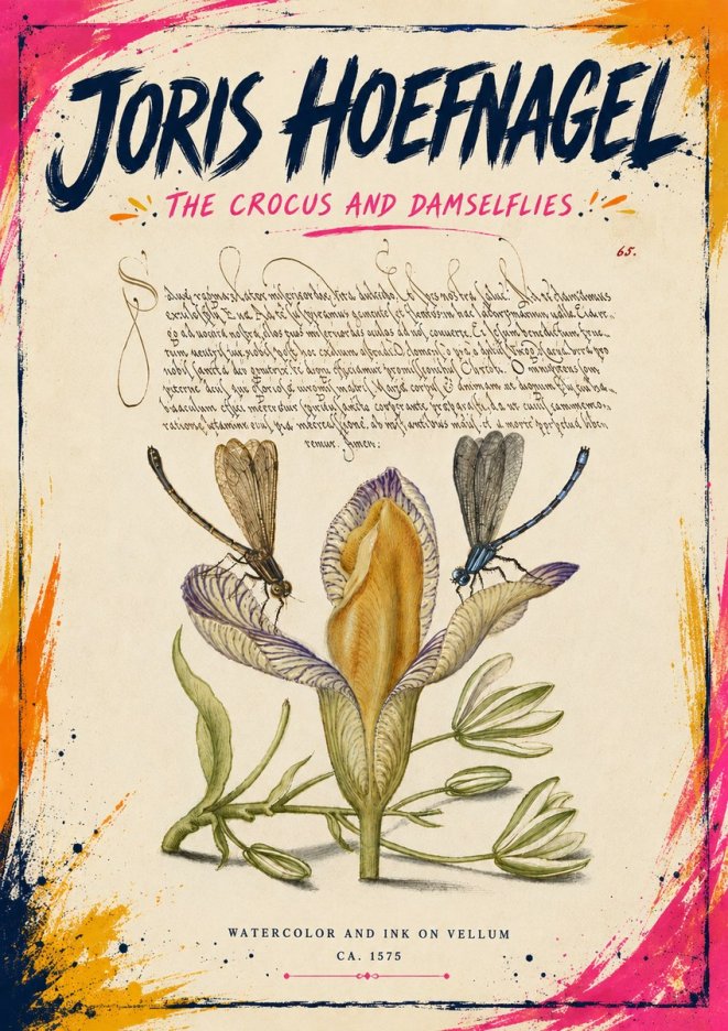 Joris Hoefnagel The Crocus and Damselflies No6 - Affiche