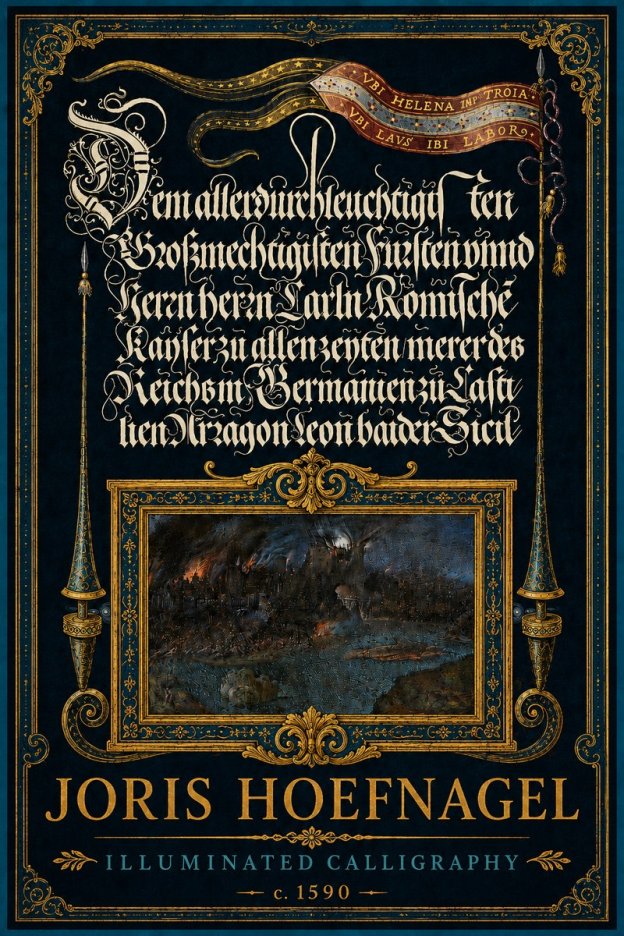 Joris Hoefnagel Illuminated Calligraphy No5 - Affiche