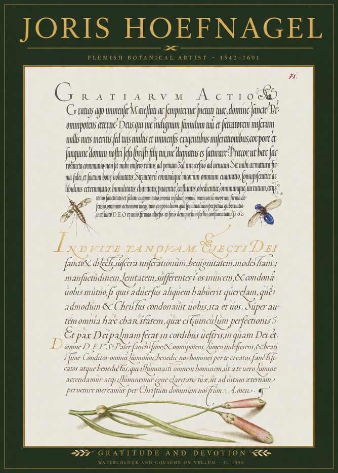 Joris Hoefnagel Thanksgiving to God • Institute for Botanical Studies No3 - Affiche